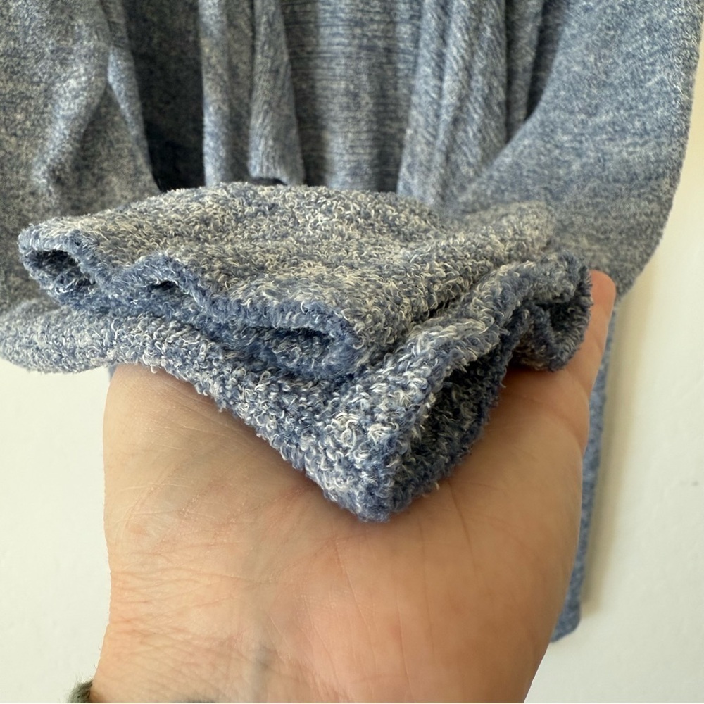 Shimera Cozy Soft Blue & White Fuzzy Open Front Hi Low Cardigan Medium - Picture 7 of 12